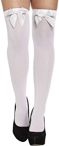 WHITE HOLD-UP STOCKINGS WITH WHITE BOWS