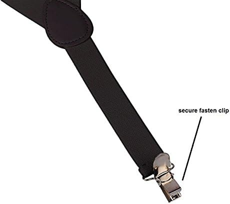 Boolavard Braces/Suspenders One Size Fully Adjustable Y Shaped With Strong Clips