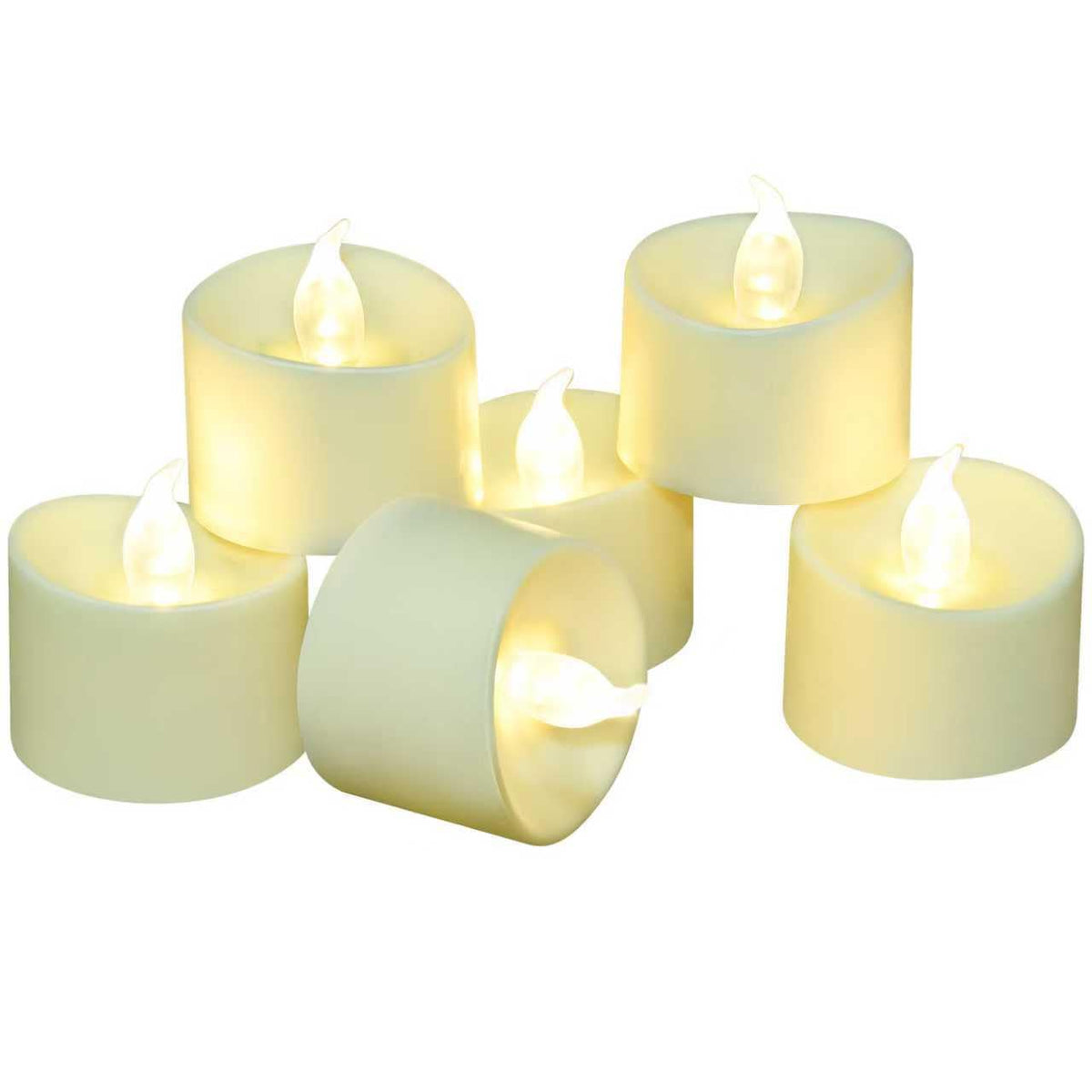 100 Pack Flickering LED Tea Lights, Last 100H+, Warm White Light