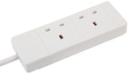 Pro Elec 2 Gang 5m Slim White Extension Lead, BS1363/A Compliant