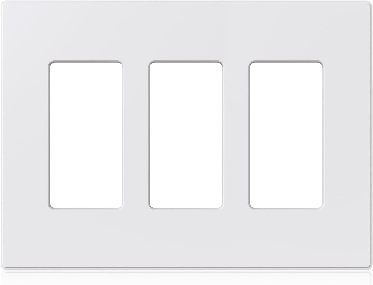 ELEGRP 2-Gang Screwless Decorative Wall Plates, Mid-Size 4.88" height x 4.94" length Unbreakable Thermoplastic Faceplate Cover for Decorator Receptacle Outlet & Switch, UL Listed (5 Pack, Matte White)