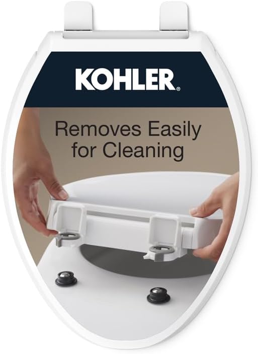 KOHLER Cachet ReadyLatch Elongated Slow Close Toilet Seat, White
