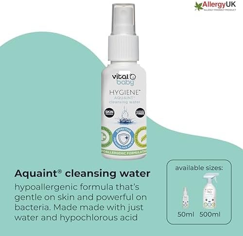 Vital Baby Aquaint Cleansing Water 50ml | Hypoallergenic, Antibacterial
