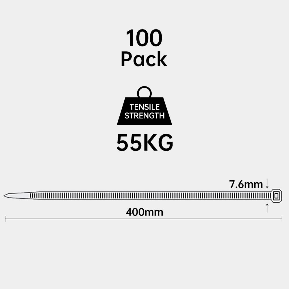 100 Pack Black Plastic Cable Ties 300mm×3.6mm Heavy Duty Strong Nylon Premium Self Locking 12 inch/30 cm Long Zip Tie Wraps