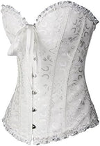 PhilaeEC Women's Plus Size Bridal Lingerie Lace up Satin Boned Corset + G-string