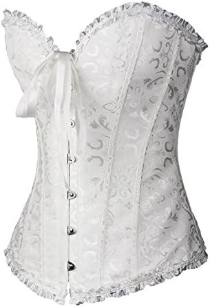 PhilaeEC Women's Plus Size Bridal Lingerie Lace up Satin Boned Corset + G-string