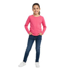 Kids Girls Boys New Plain Long Sleeve Basic Stretch Round Neck T-Shirt School Tee Top Size 2-13 Years