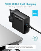 Anker 100W USB C Fast Charger, Compact and Foldable Plug with 1.5m Cable