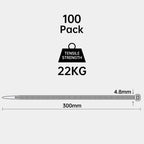 100 Pack Black Plastic Cable Ties 300mm×3.6mm Heavy Duty Strong Nylon Premium Self Locking 12 inch/30 cm Long Zip Tie Wraps