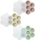 PandaEar 3 Pack Silicone Baby Food Freezer Tray with Lids, Ice Cube Trays for Freezer, Weaning Freezer Tray for Baby Food, Silicone Ice Trays Baby Food Storage Container Tray (Pink/Green/Linen)