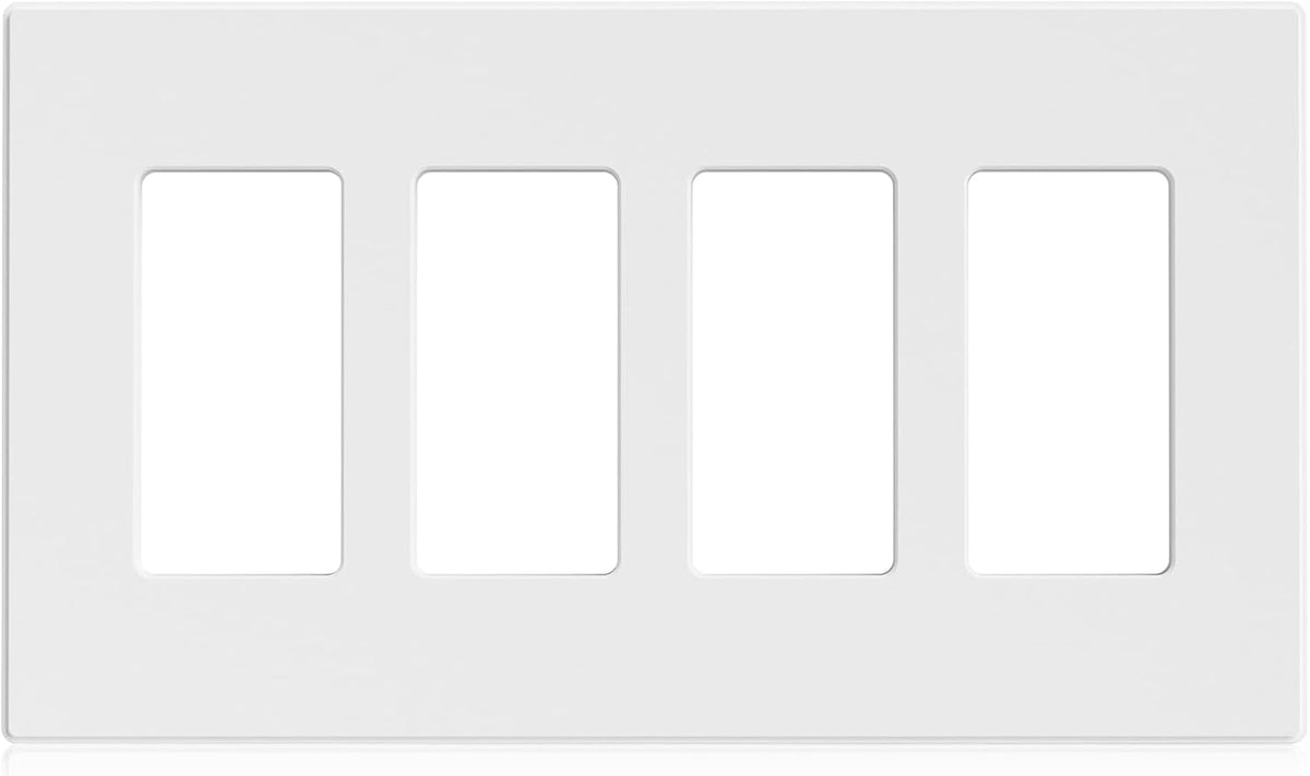 ELEGRP 2-Gang Screwless Decorative Wall Plates, Mid-Size 4.88" height x 4.94" length Unbreakable Thermoplastic Faceplate Cover for Decorator Receptacle Outlet & Switch, UL Listed (5 Pack, Matte White)