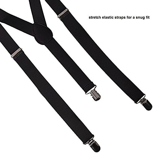Boolavard Braces/Suspenders One Size Fully Adjustable Y Shaped With Strong Clips