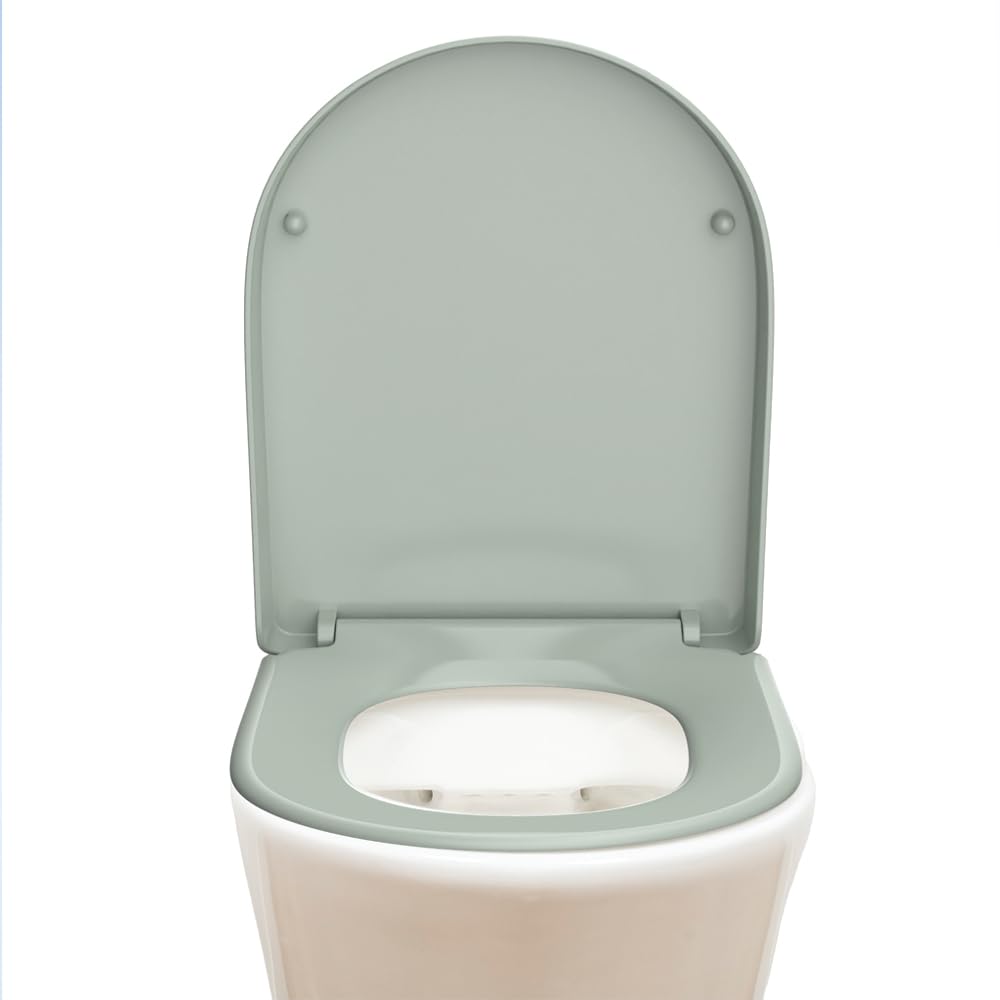 AQUALONA® Premium Thermoplastic Toilet Seat Soft Close Hardwearing Seat with Two Button Hinge Release D Shaped Easy to Clean Simple Installation Top and Bottom Fittings (Blue - D Shape)