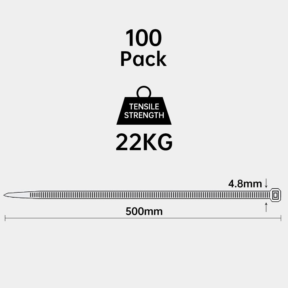 100 Pack Black Plastic Cable Ties 300mm×3.6mm Heavy Duty Strong Nylon Premium Self Locking 12 inch/30 cm Long Zip Tie Wraps