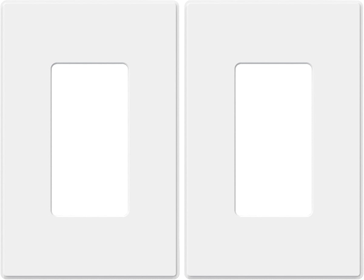 ELEGRP 2-Gang Screwless Decorative Wall Plates, Mid-Size 4.88" height x 4.94" length Unbreakable Thermoplastic Faceplate Cover for Decorator Receptacle Outlet & Switch, UL Listed (5 Pack, Matte White)