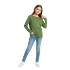 Kids Girls Boys New Plain Long Sleeve Basic Stretch Round Neck T-Shirt School Tee Top Size 2-13 Years