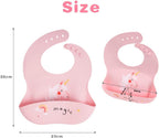 Vicloon Silicone Baby Bib, Baby Weaning Bibs, Waterproof Baby Feeding Bibs Adjustable with Wide Food Catcher Pocket Unisex Toddler Bibs