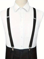 Boolavard Braces/Suspenders One Size Fully Adjustable Y Shaped With Strong Clips