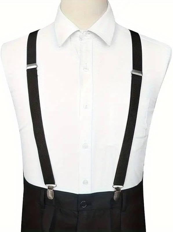 Boolavard Braces/Suspenders One Size Fully Adjustable Y Shaped With Strong Clips