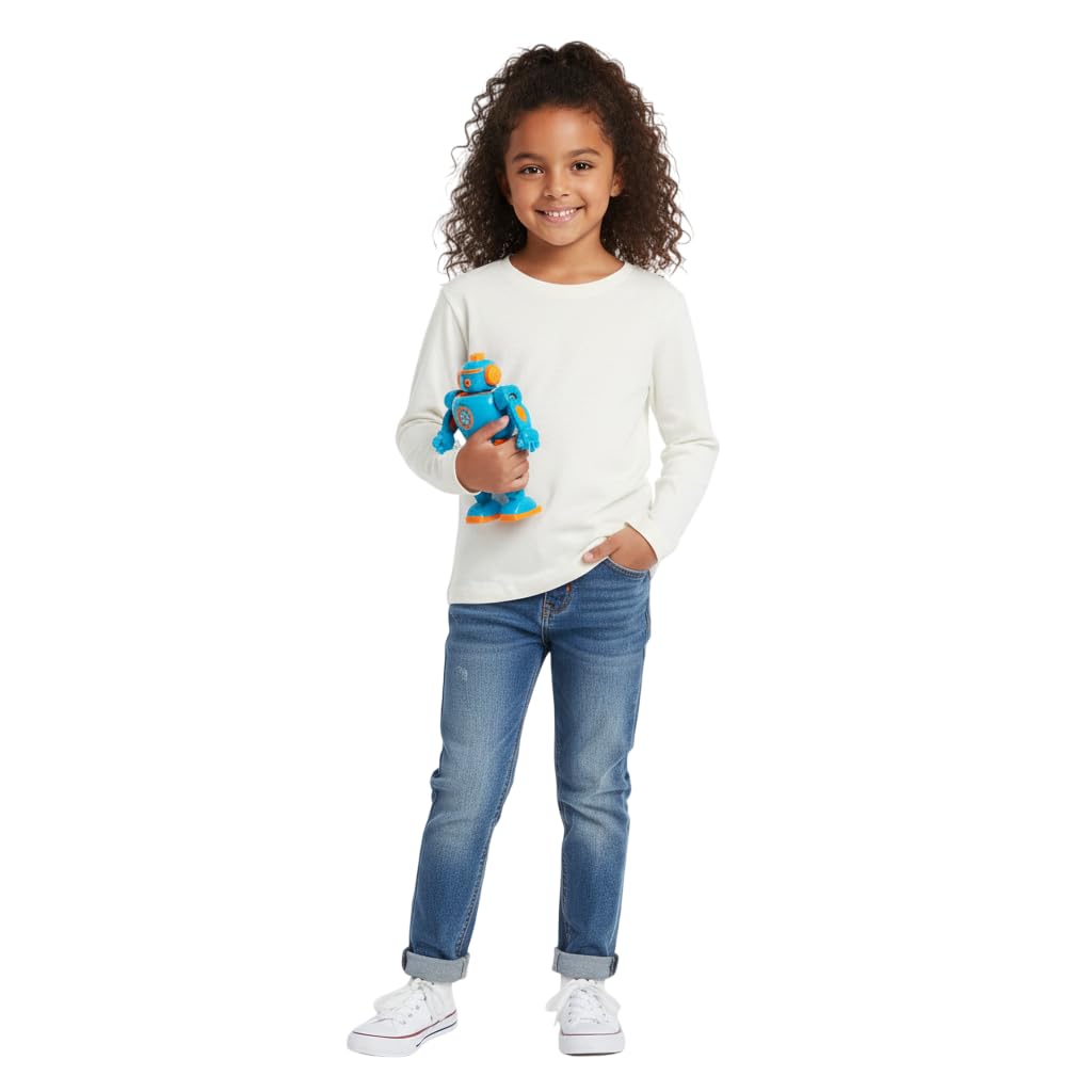 Kids Girls Boys New Plain Long Sleeve Basic Stretch Round Neck T-Shirt School Tee Top Size 2-13 Years