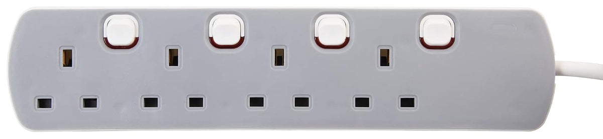 PRO ELEC PELB1768 4 Gang Individually Switched Extension Lead 10m, Grey, 4 Socket