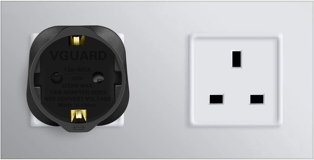 VGUARD European to UK Plug Adaptor, BS8546 Certified EU to UK Adapter
