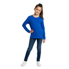 Kids Girls Boys New Plain Long Sleeve Basic Stretch Round Neck T-Shirt School Tee Top Size 2-13 Years