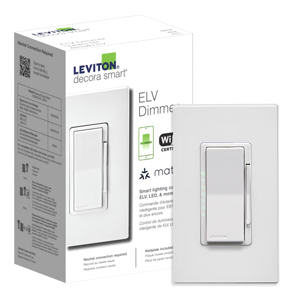 Leviton Decora Smart Switch, Wi-Fi, D315S-1RW, White