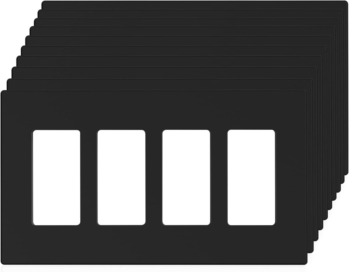 ELEGRP 2-Gang Screwless Decorative Wall Plates, Mid-Size 4.88" height x 4.94" length Unbreakable Thermoplastic Faceplate Cover for Decorator Receptacle Outlet & Switch, UL Listed (5 Pack, Matte White)
