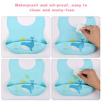 Vicloon Silicone Baby Bib, Baby Weaning Bibs, Waterproof Baby Feeding Bibs Adjustable with Wide Food Catcher Pocket Unisex Toddler Bibs