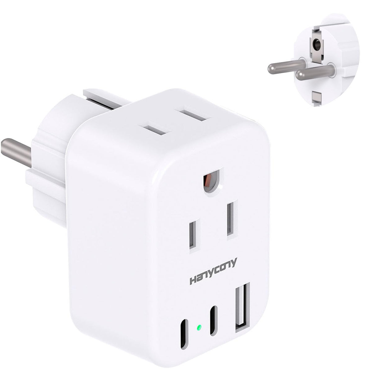 European Travel Plug Adapter, International Power Adapter, US to Europe
