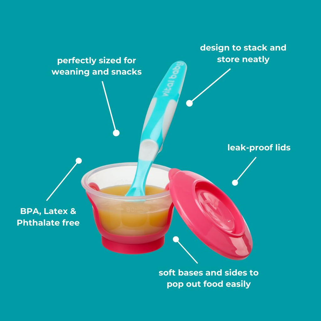 Vital Baby Store & Wean Baby Food Pots 60ml, 6 Pack | Leakproof, Stackable