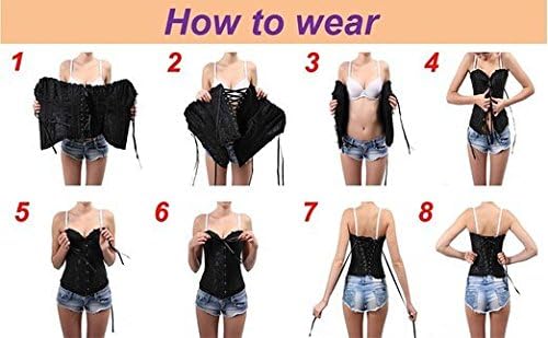 PhilaeEC Women's Plus Size Bridal Lingerie Lace up Satin Boned Corset + G-string