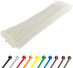 Gocableties White Cable Ties, 300mm x 3.6mm, Pack of 100, 12" Premium Nylon Zip Ties Clear/Natural, Multi-Purpose Plastic Tie Wraps, Secure Self-Locking Mechanism, for Home, Garden, Office and DIY
