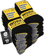 Men's Work Socks Heavy Duty Cushioned Crew Durable 10 Pairs