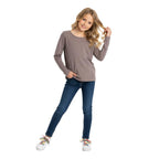 Kids Girls Boys New Plain Long Sleeve Basic Stretch Round Neck T-Shirt School Tee Top Size 2-13 Years