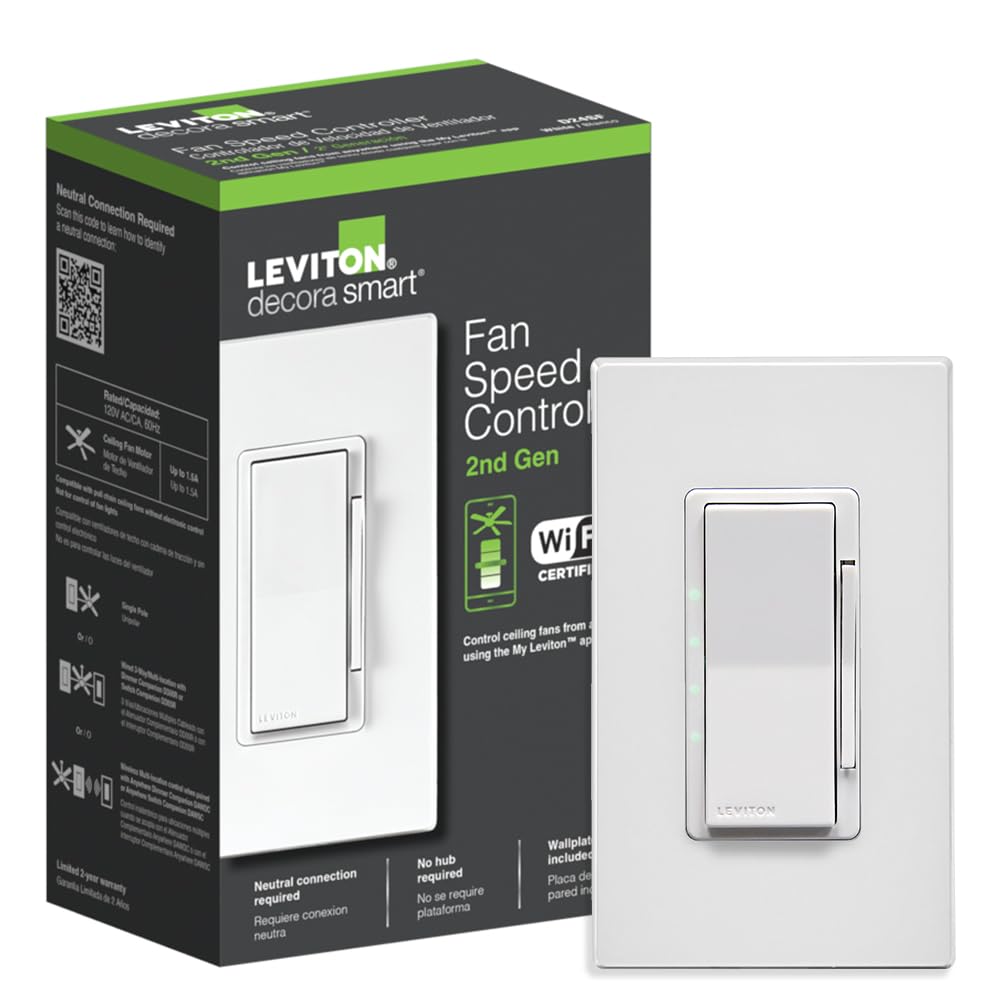 Leviton Decora Smart Switch, Wi-Fi, D315S-1RW, White