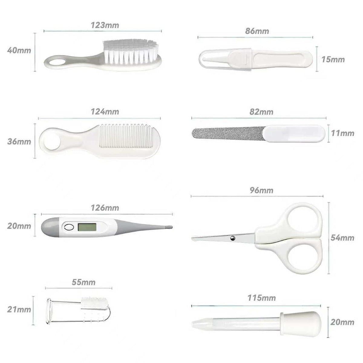 Qunlions life Baby Healthcare and Grooming Kit, Infant Safety Care Set with Hair Brush Comb Nail Clipper, Baby Essentials Kit for Newborn Girls Boys (Green 14 in 1）