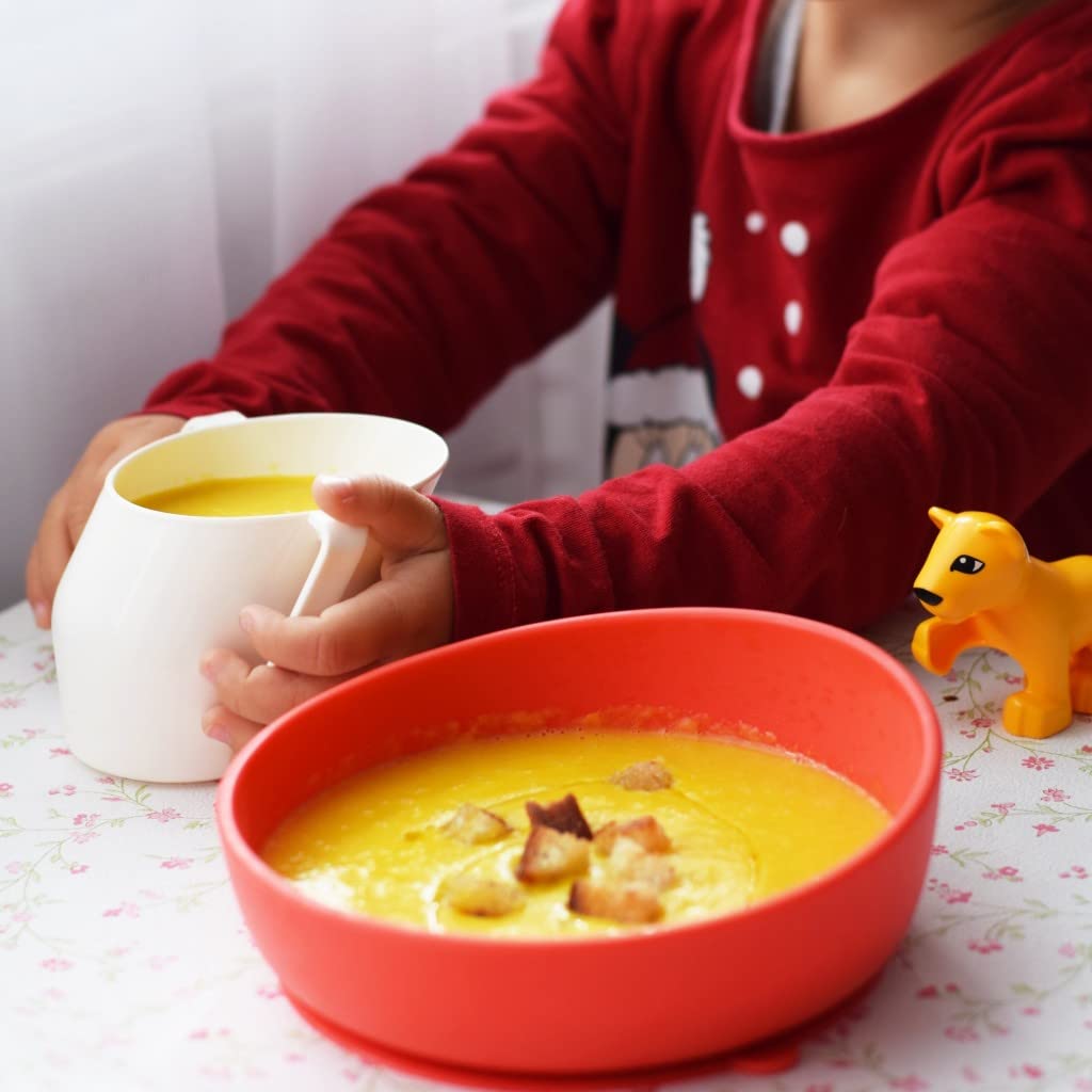 Doidy Cup, Open Cup for Training Baby 6 Months-3 Years, 200ml, Slanted Weaning Cup with Handles for Learning to Drink, BPA Free (Orange)
