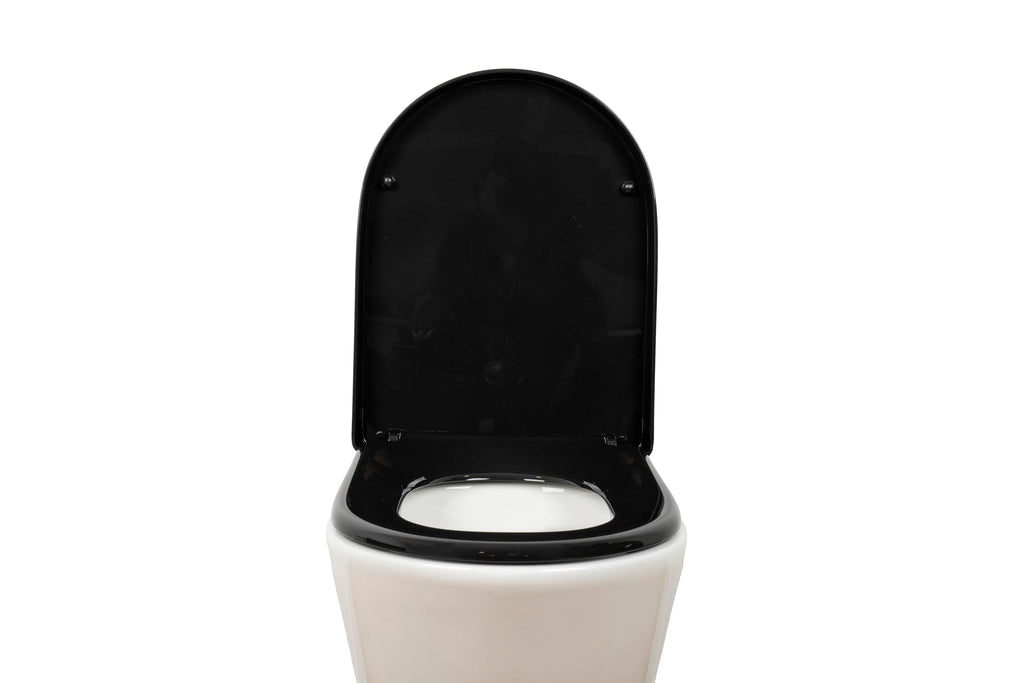 AQUALONA® Premium Thermoplastic Toilet Seat Soft Close Hardwearing Seat with Two Button Hinge Release D Shaped Easy to Clean Simple Installation Top and Bottom Fittings (Blue - D Shape)