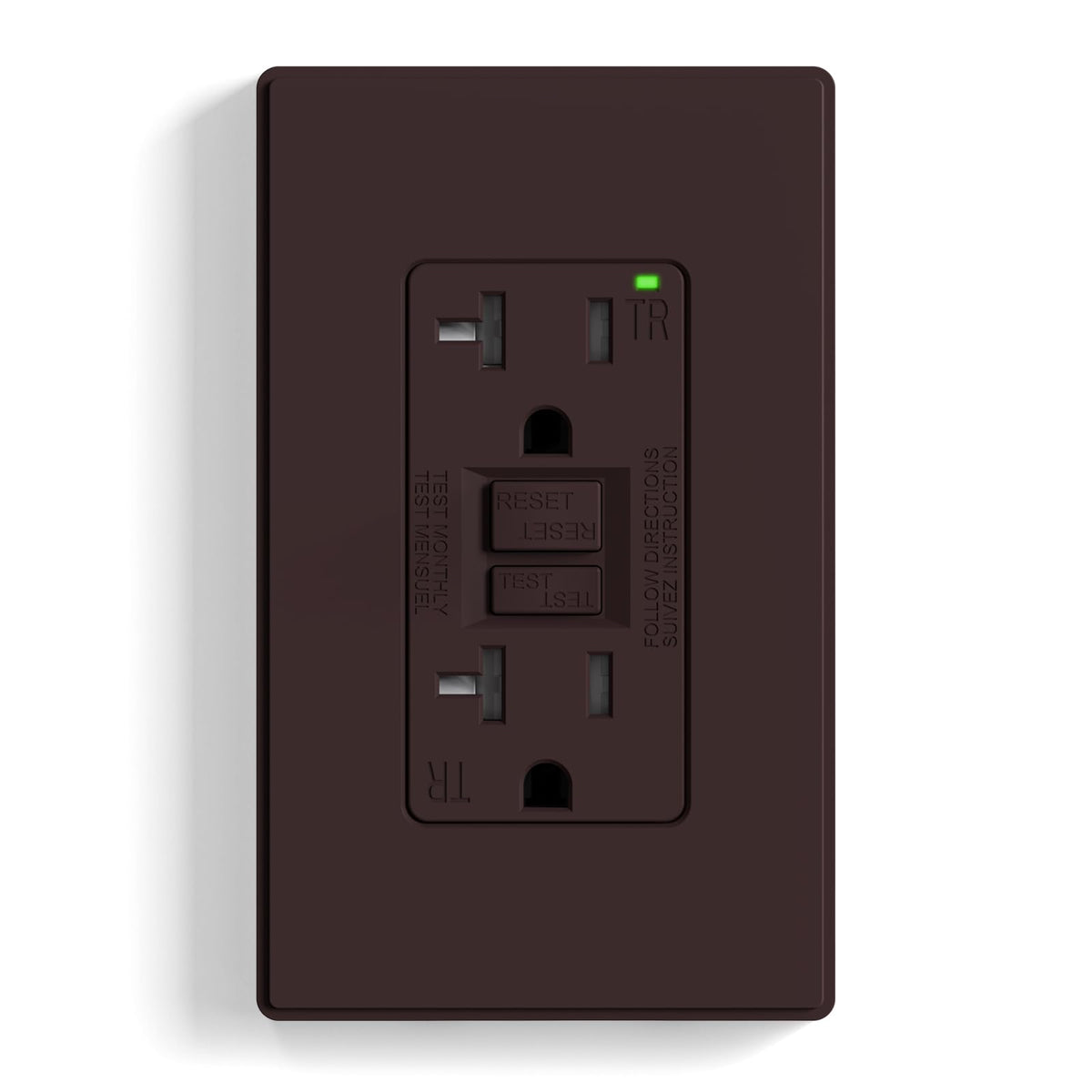 ELEGRP GFCI Outlet 20 Amp, Self-Test GFI Electrical Outlet with Thinner Design, TR Tamper Resistant GFCI Receptacle, Ground Fault Circuit Interrupters with Wall Plate, UL Listed, Light Almond, 1 Pack