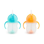Munchkin Click Lock Tip & Sip Straw Cup Set| Baby & Toddler Sippy Cups with Straw| BPA Free Non Spill Cup| Dishwasher Safe Baby Straw Cup| Weighted Straw Childrens Cups| 7oz/207ml| 2 Pack| Pink/Purple