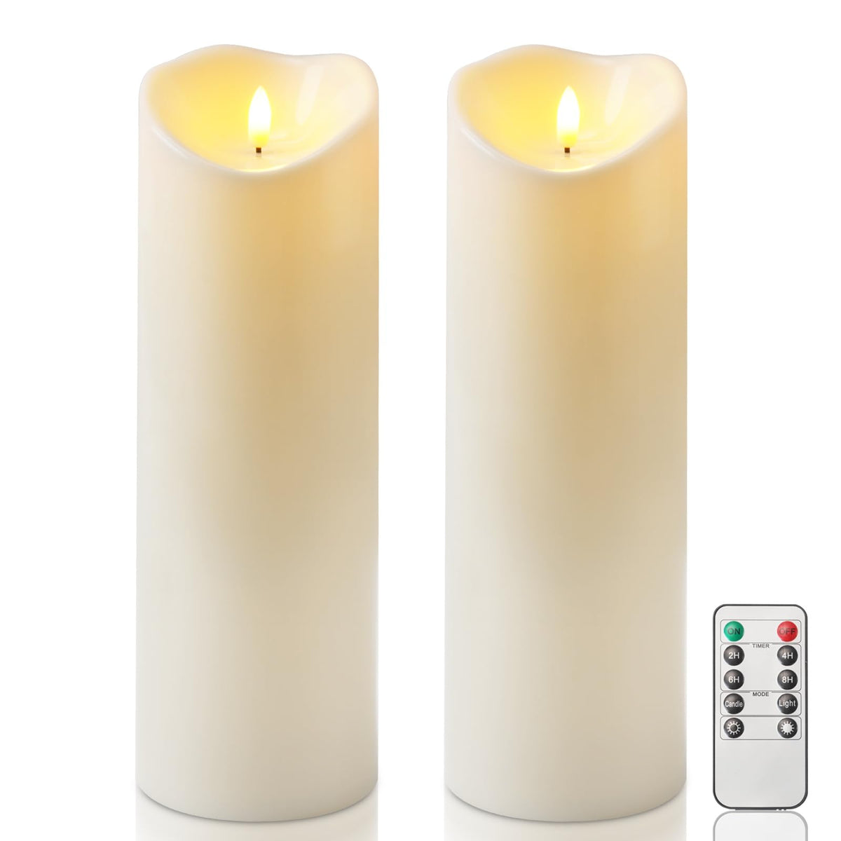 Homemory Orange Drip Real Wax Flameless Candles with Remote Timer, Set of 3