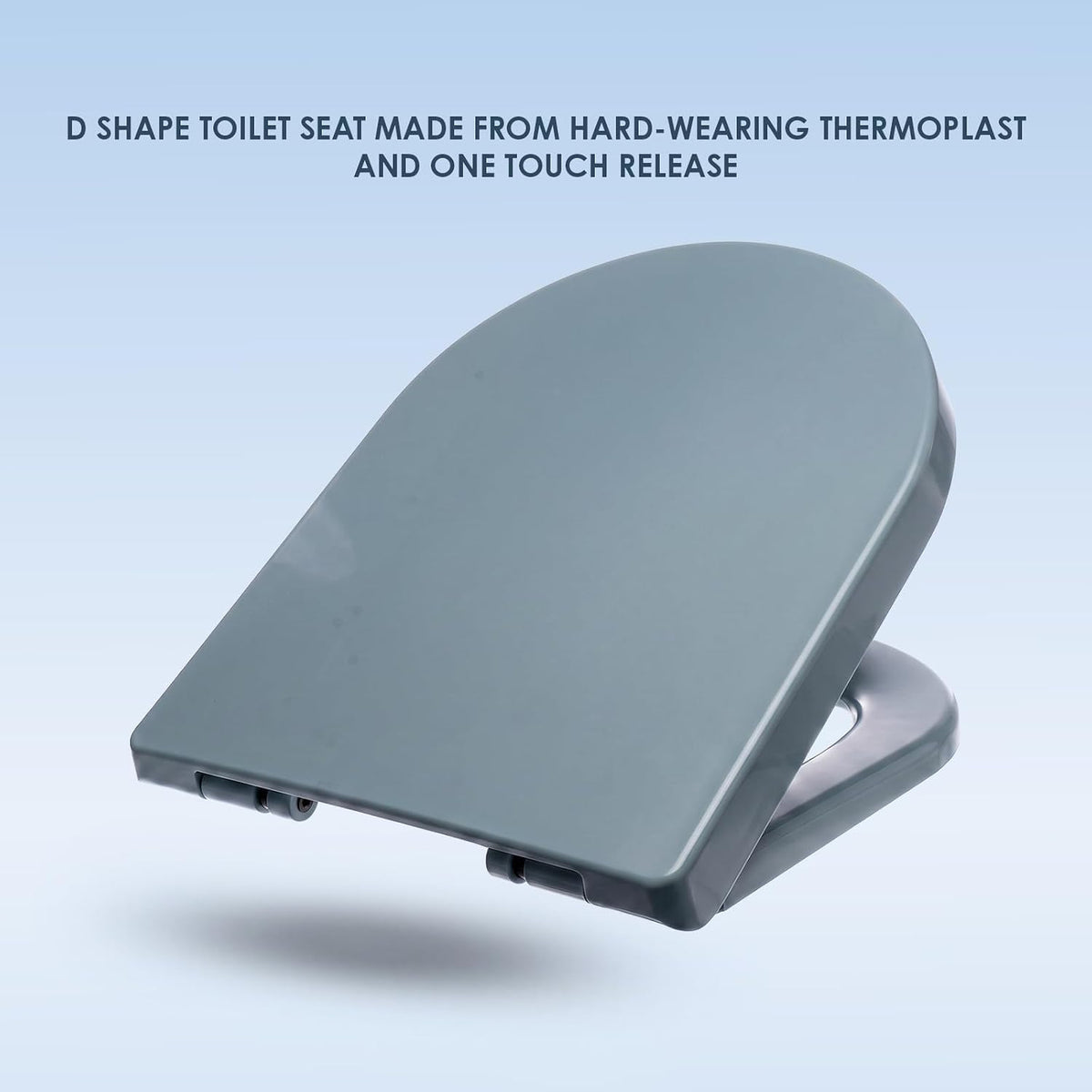 AQUALONA® Premium Thermoplastic Toilet Seat Soft Close Hardwearing Seat with Two Button Hinge Release D Shaped Easy to Clean Simple Installation Top and Bottom Fittings (Blue - D Shape)