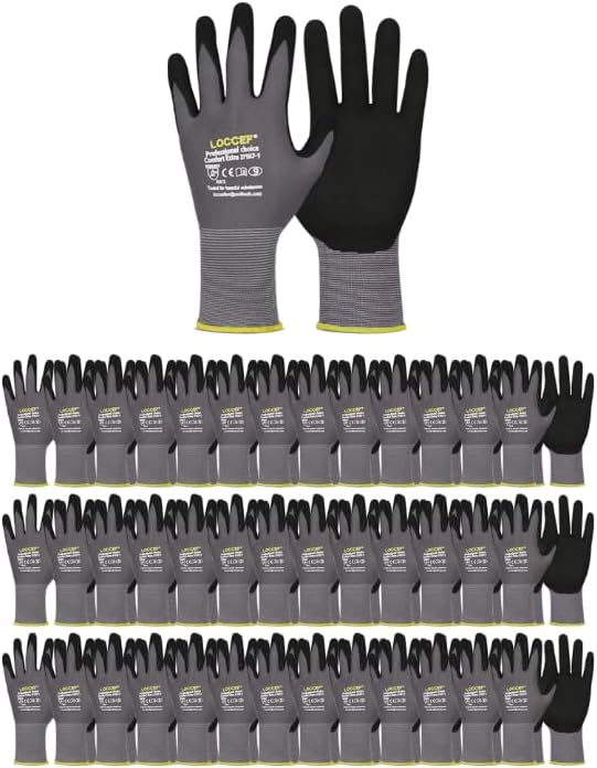 LOCCEF MicroFoam Nitrile Coated Safety Work Gloves