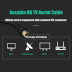 Ancable TV Aerial Cable with Coaxial Adapter 1M White TV Ariel Lead