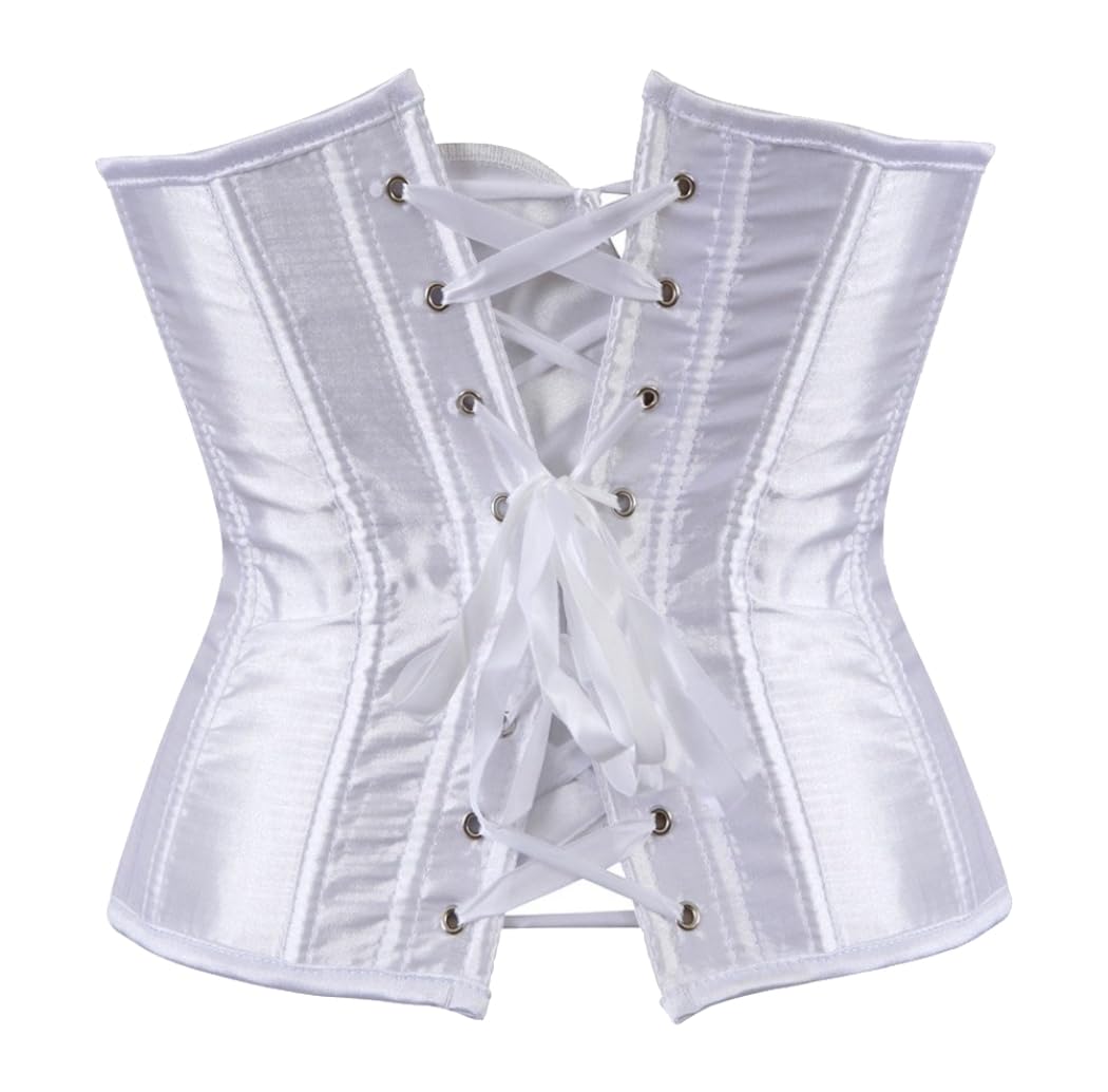 Kelvry Women's Satin Waist Cincher Lace up Boned Bustier Underbust Corset