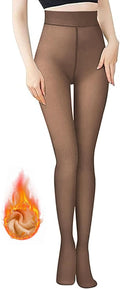 Lnmyic Fleece Lined Thermal Tights That Look Sheer Women Black & Brown