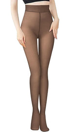 Lnmyic Fleece Lined Thermal Tights That Look Sheer Women Black & Brown