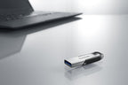 SanDisk 128GB Ultra Flair USB 3.0 Flash Drive USB stick, Memory stick with transfer speeds up to 150 MB/s, Password protection, Durable, Sleek Metal Casing Silver/Black